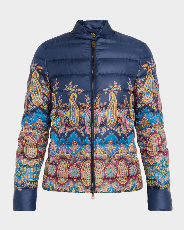 Midnight Dream Paisley-Print Puffer Jacket